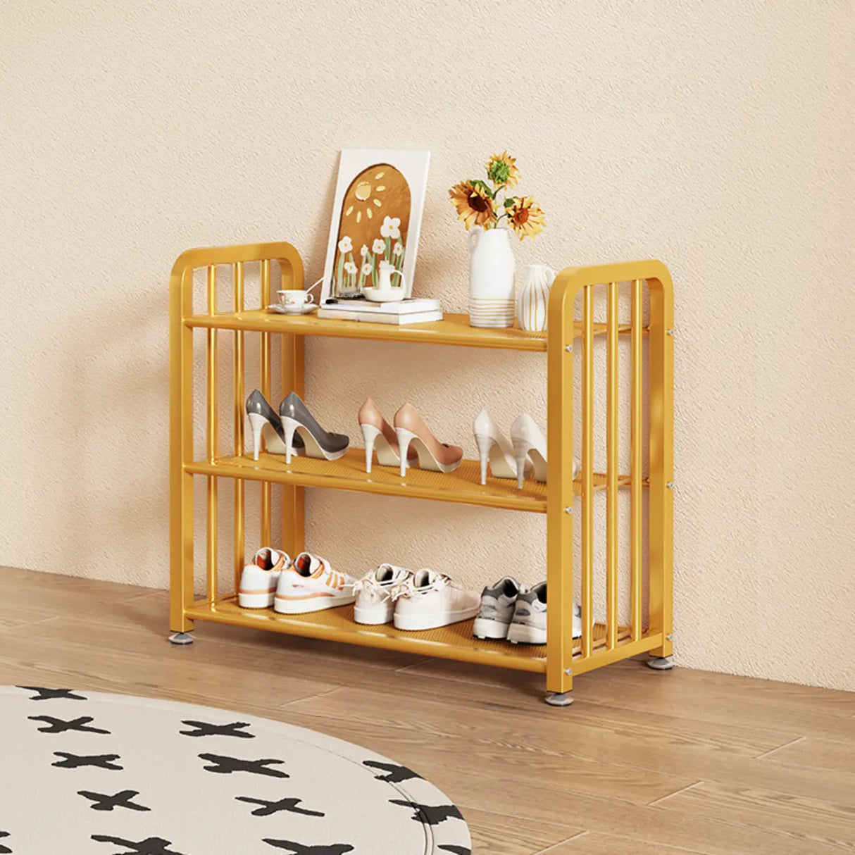 Modish Multi-Tier Freestanding Metal Shoe Storage Rack Image - 31