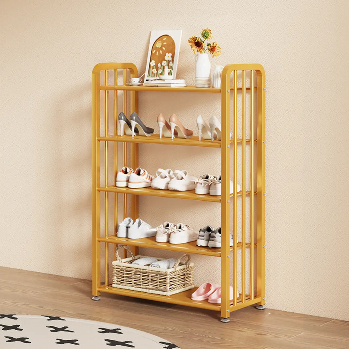 Modish Multi-Tier Freestanding Metal Shoe Storage Rack Image - 32