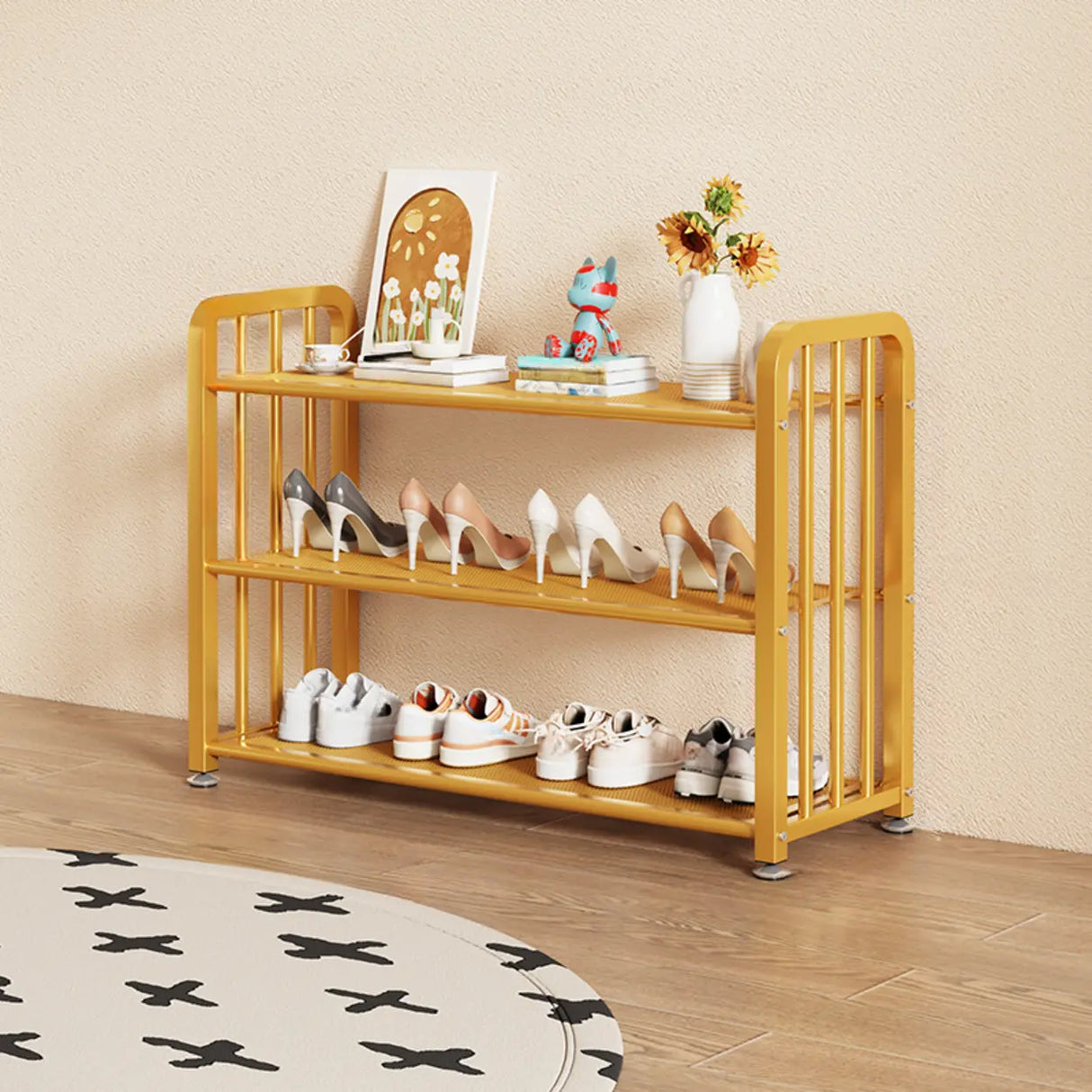 Modish Multi-Tier Freestanding Metal Shoe Storage Rack Image - 34
