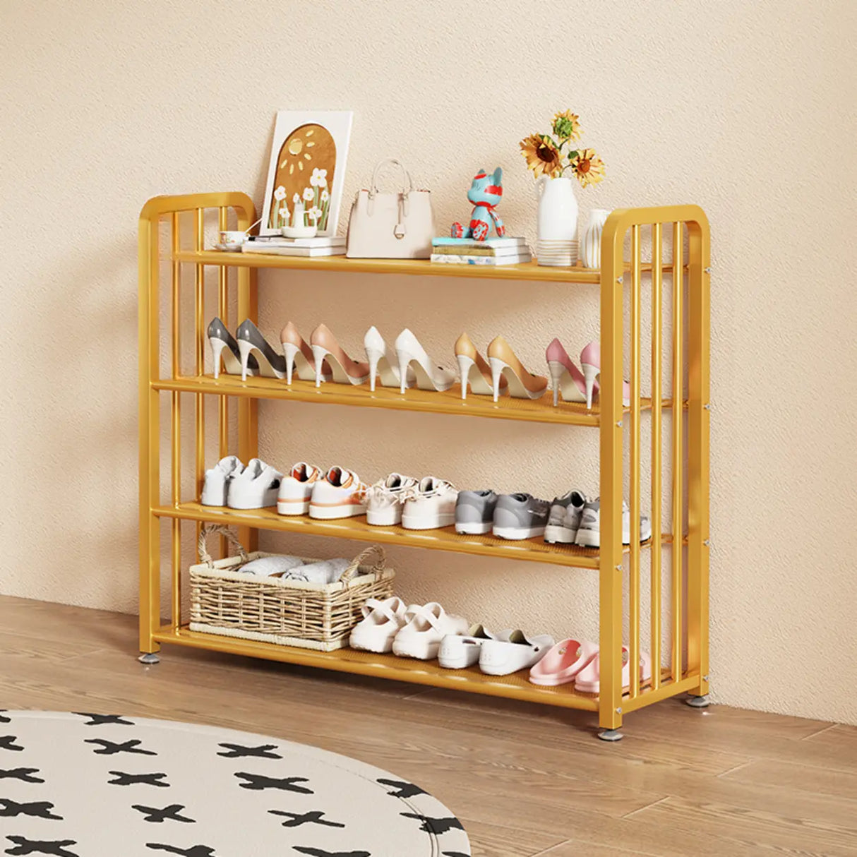 Modish Multi-Tier Freestanding Metal Shoe Storage Rack Image - 37