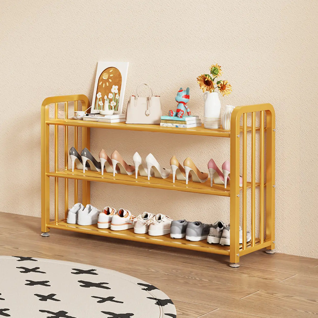 Modish Multi-Tier Freestanding Metal Shoe Storage Rack Image - 38