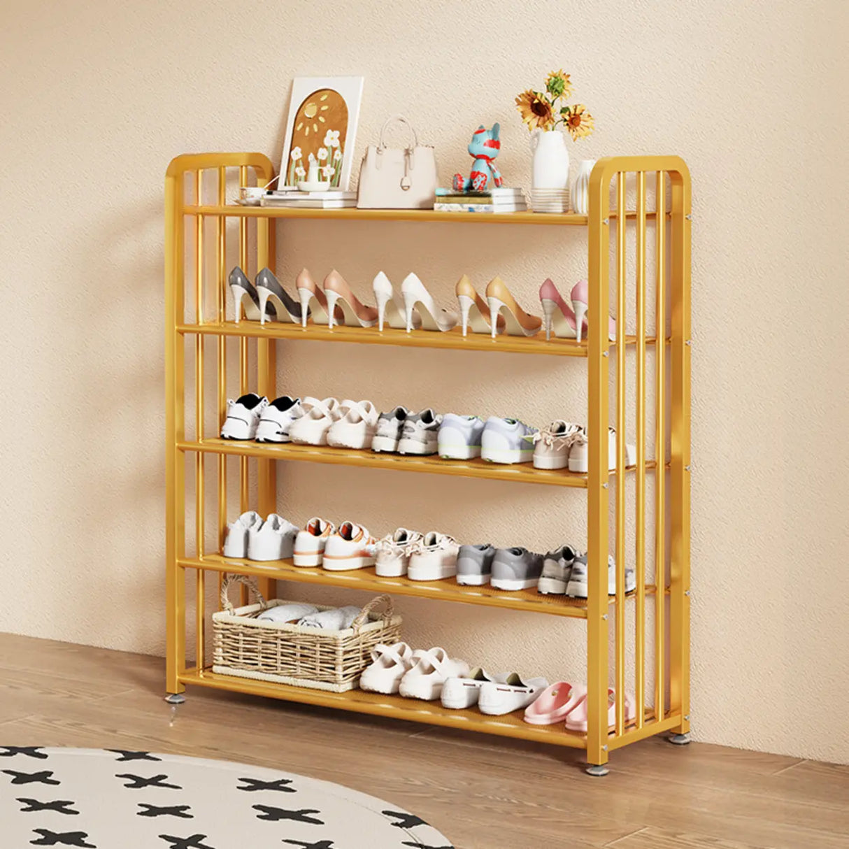 Modish Multi-Tier Freestanding Metal Shoe Storage Rack Image - 39