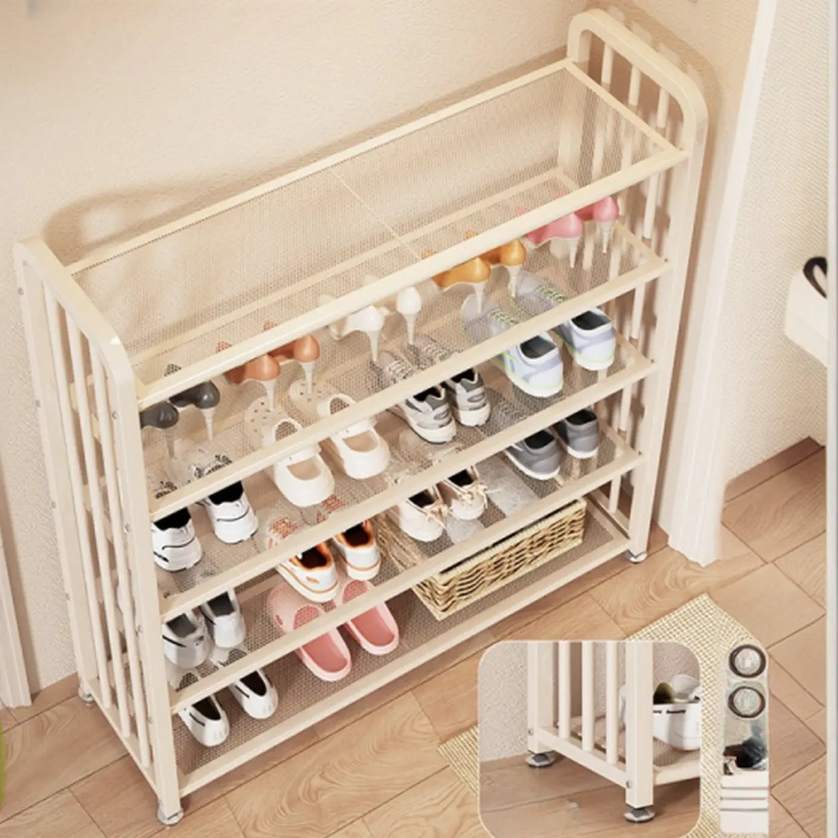 Modish Multi-Tier Freestanding Metal Shoe Storage Rack Image - 4