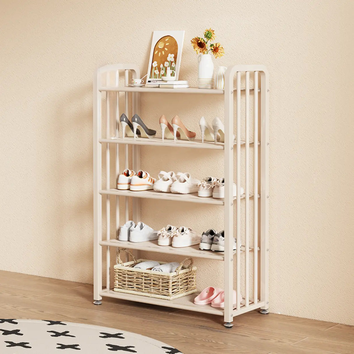 Modish Multi-Tier Freestanding Metal Shoe Storage Rack Image - 6