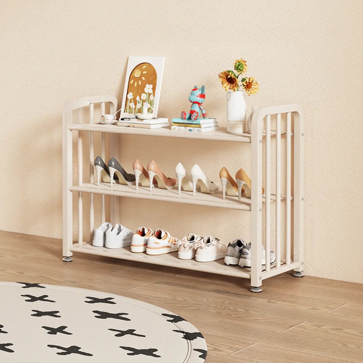 Modish Multi-Tier Freestanding Metal Shoe Storage Rack Image - 8