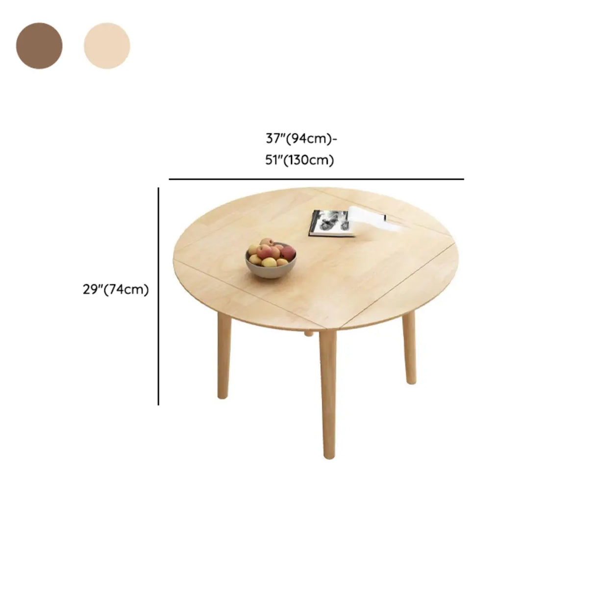 Modish Natural Round Rubberwood Extendable Dining Table Image - 12