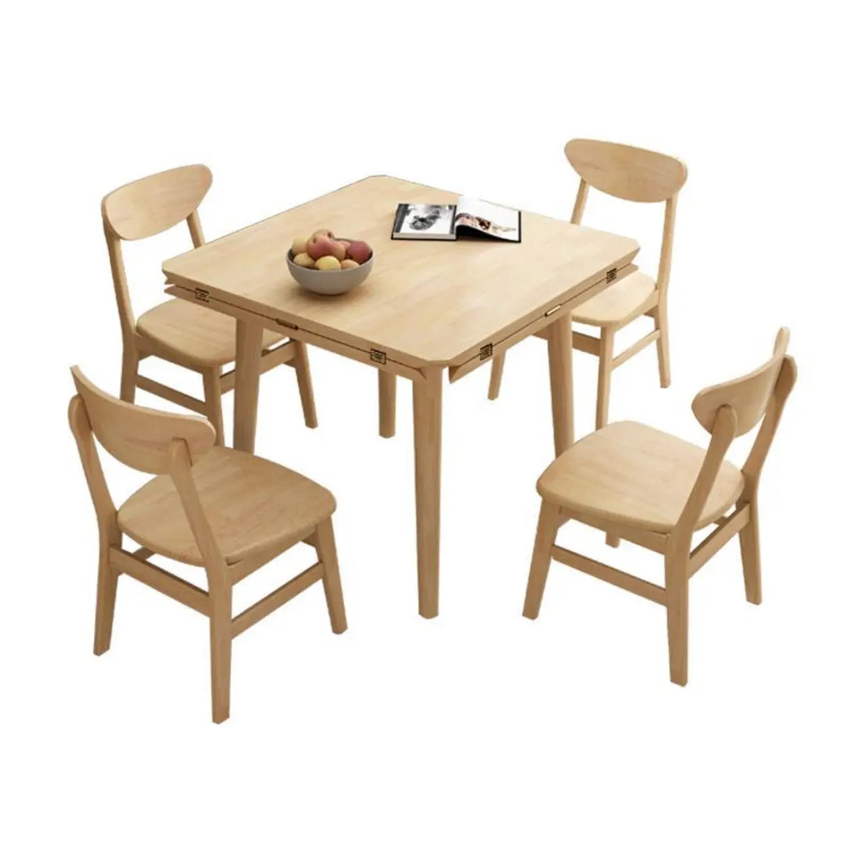 Modish Natural Round Rubberwood Extendable Dining Table Image - 5