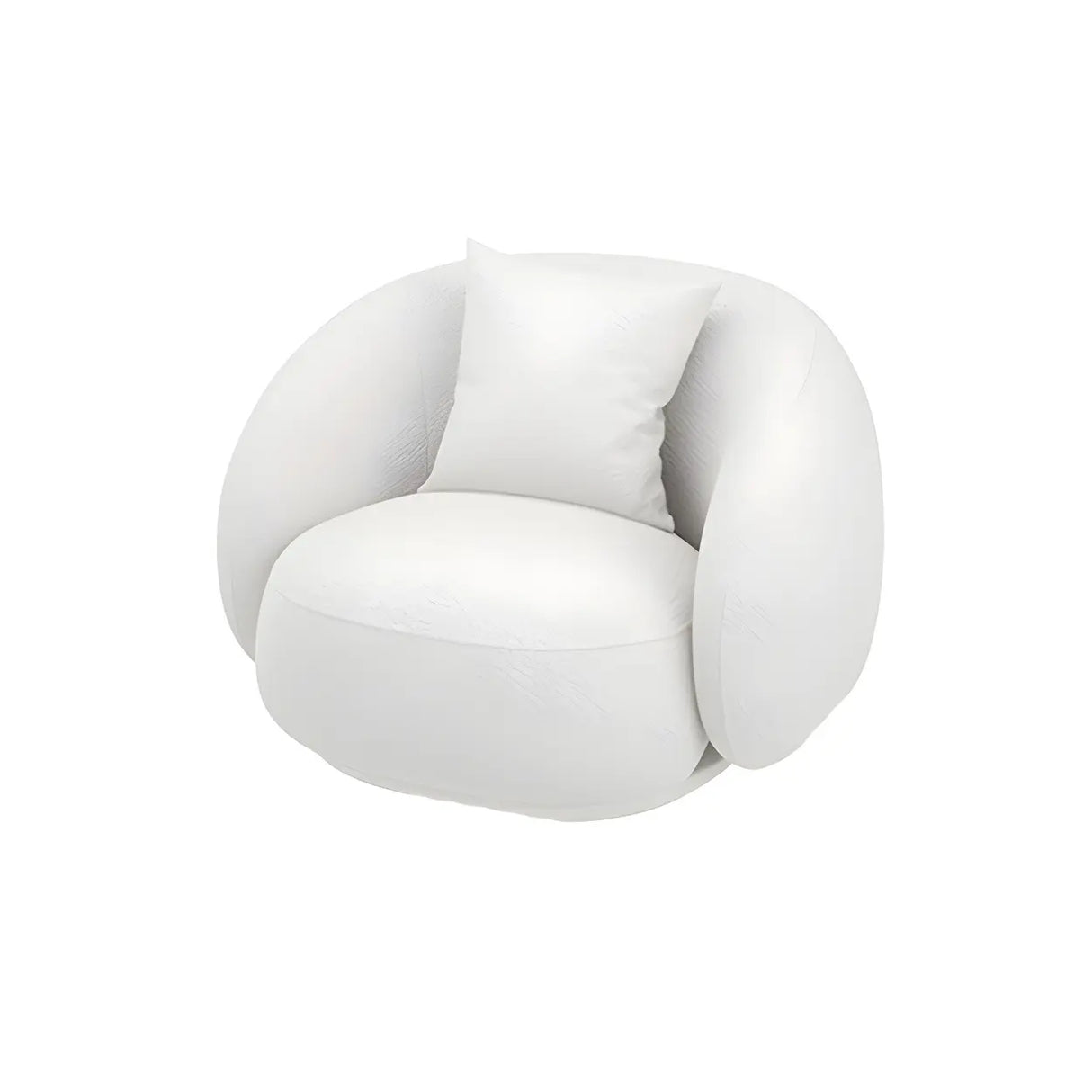 Modish Off-White Curved Sloped Arms Fabric Shallow Sofa Image - 8