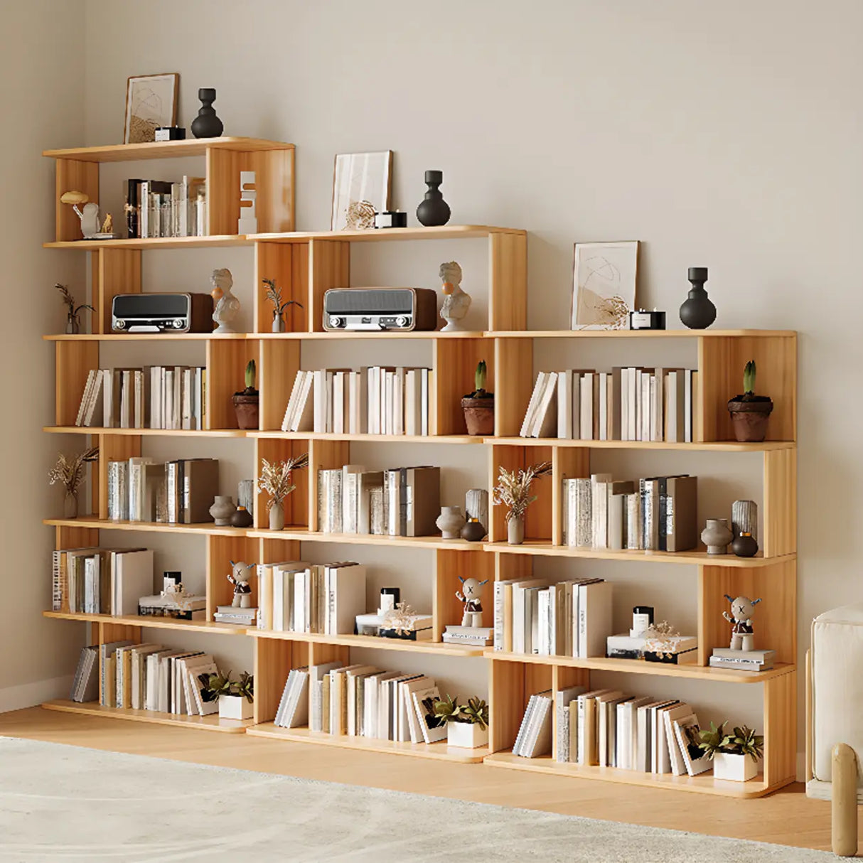 Modish Open Stand Vertical Etagere Display Bookshelf Image - 1