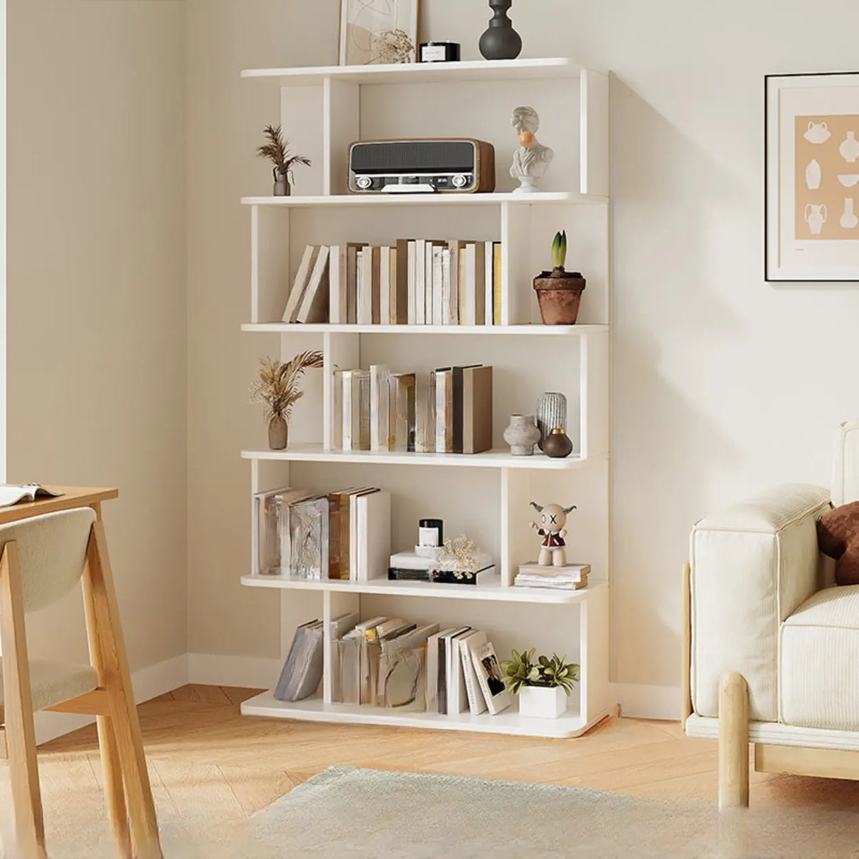 Modish Open Stand Vertical Etagere Display Bookshelf Image - 11