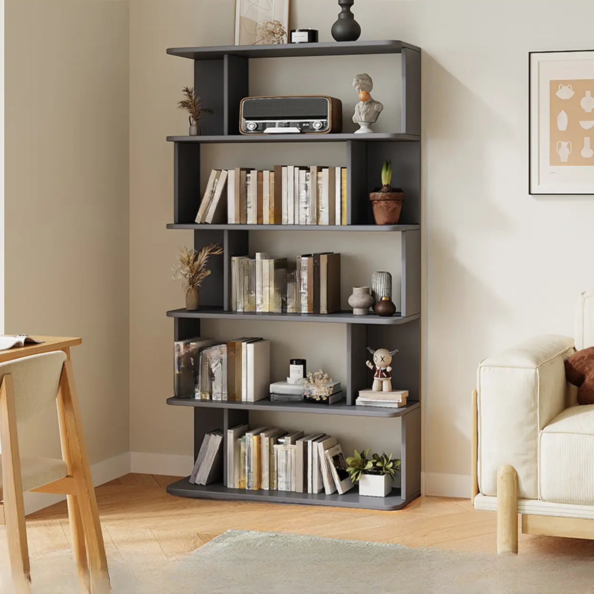 Modish Open Stand Vertical Etagere Display Bookshelf Image - 13