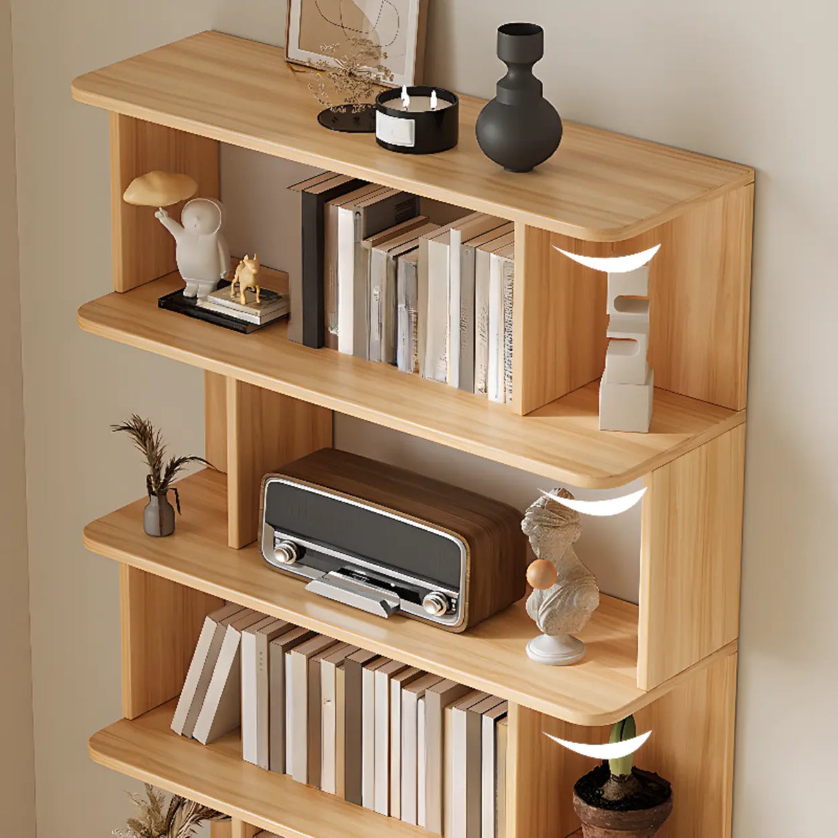 Modish Open Stand Vertical Etagere Display Bookshelf Image - 14