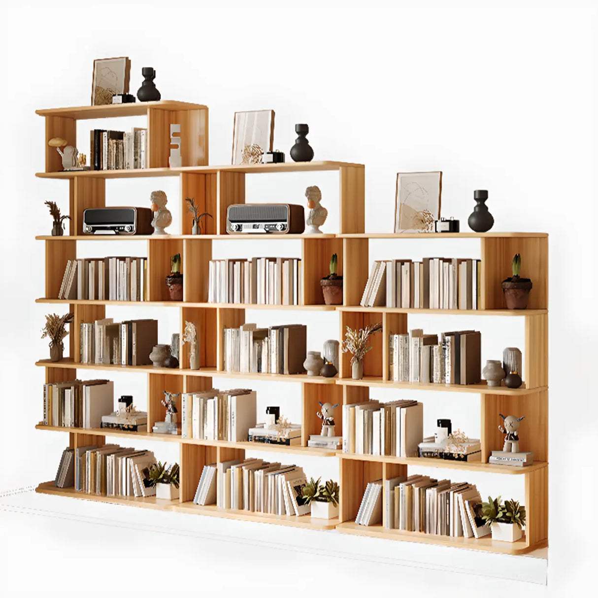 Modish Open Stand Vertical Etagere Display Bookshelf Image - 15