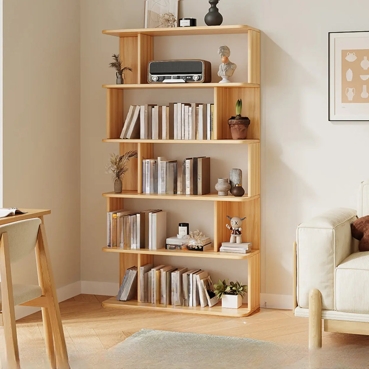 Modish Open Stand Vertical Etagere Display Bookshelf Image - 16