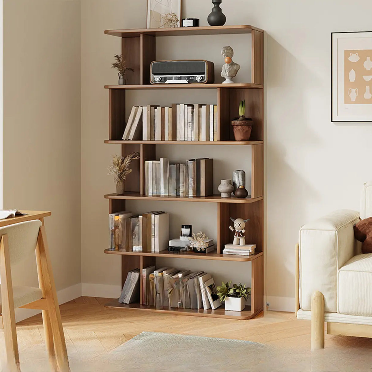 Modish Open Stand Vertical Etagere Display Bookshelf Image - 19