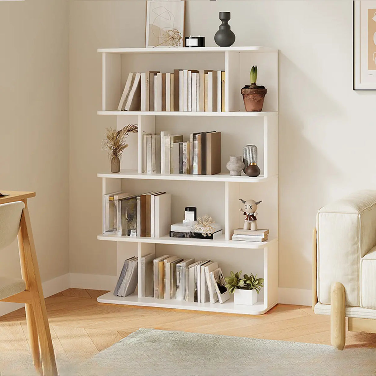 Modish Open Stand Vertical Etagere Display Bookshelf Image - 2