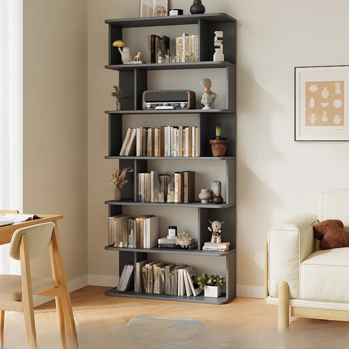 Modish Open Stand Vertical Etagere Display Bookshelf Image - 21