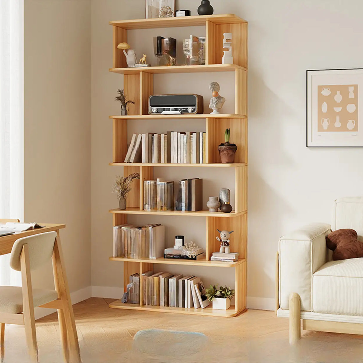 Modish Open Stand Vertical Etagere Display Bookshelf Image - 22