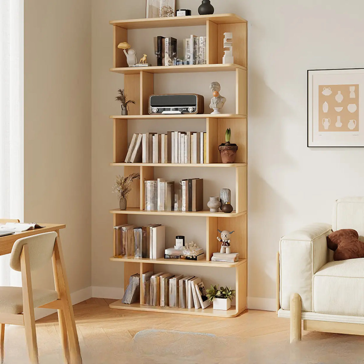 Modish Open Stand Vertical Etagere Display Bookshelf Image - 23