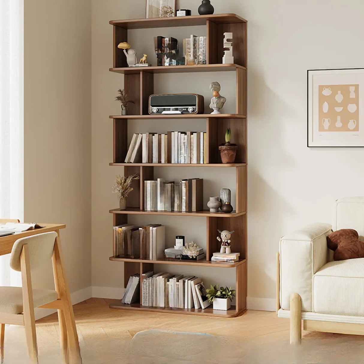 Modish Open Stand Vertical Etagere Display Bookshelf Image - 24