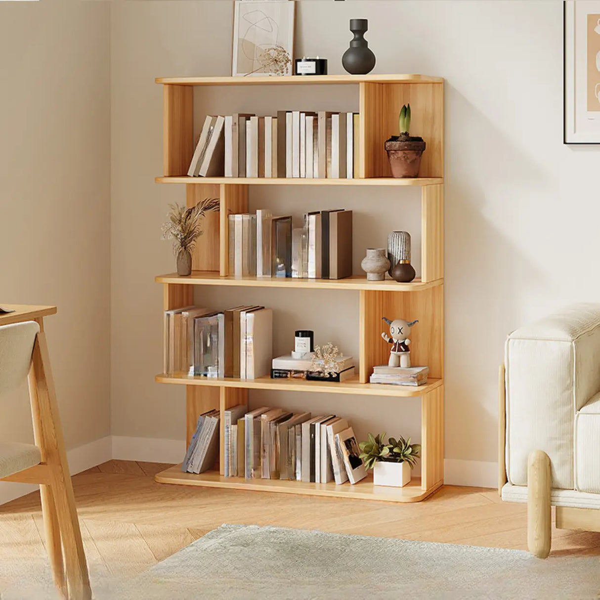Modish Open Stand Vertical Etagere Display Bookshelf Image - 5