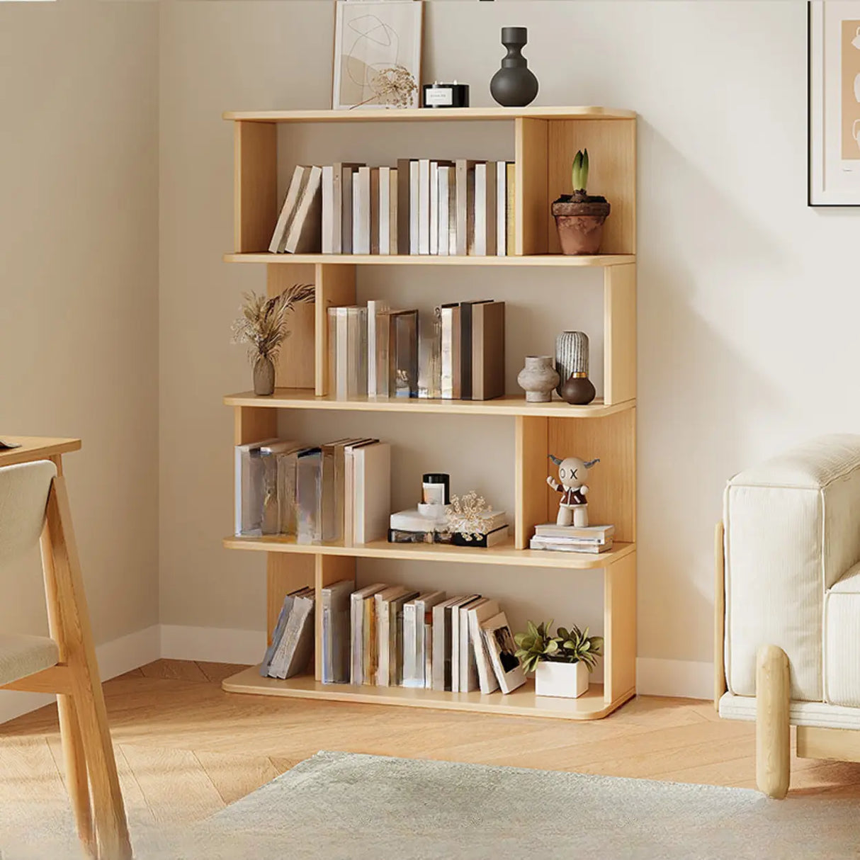 Modish Open Stand Vertical Etagere Display Bookshelf Image - 7