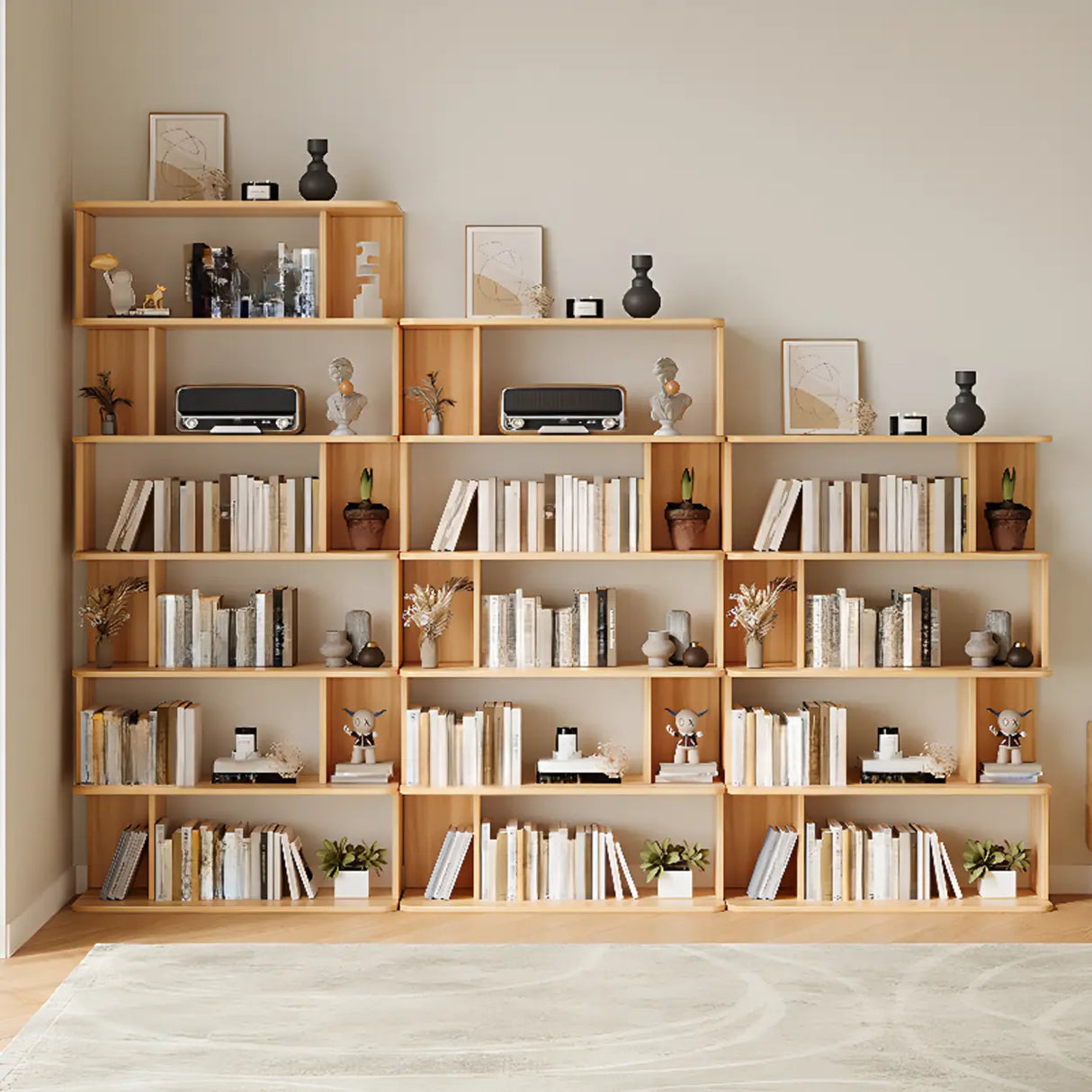 Modish Open Stand Vertical Etagere Display Bookshelf Image - 8