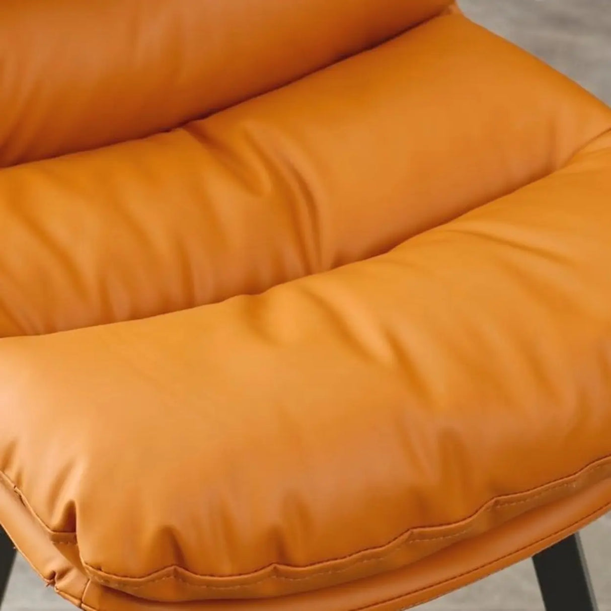 Modish Orange Saddle Leather Bar Stool with Back and Footrest Image - 4