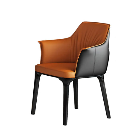 Modish Orange Upholstered Arm Dining Chair with Solid Back Image - 1