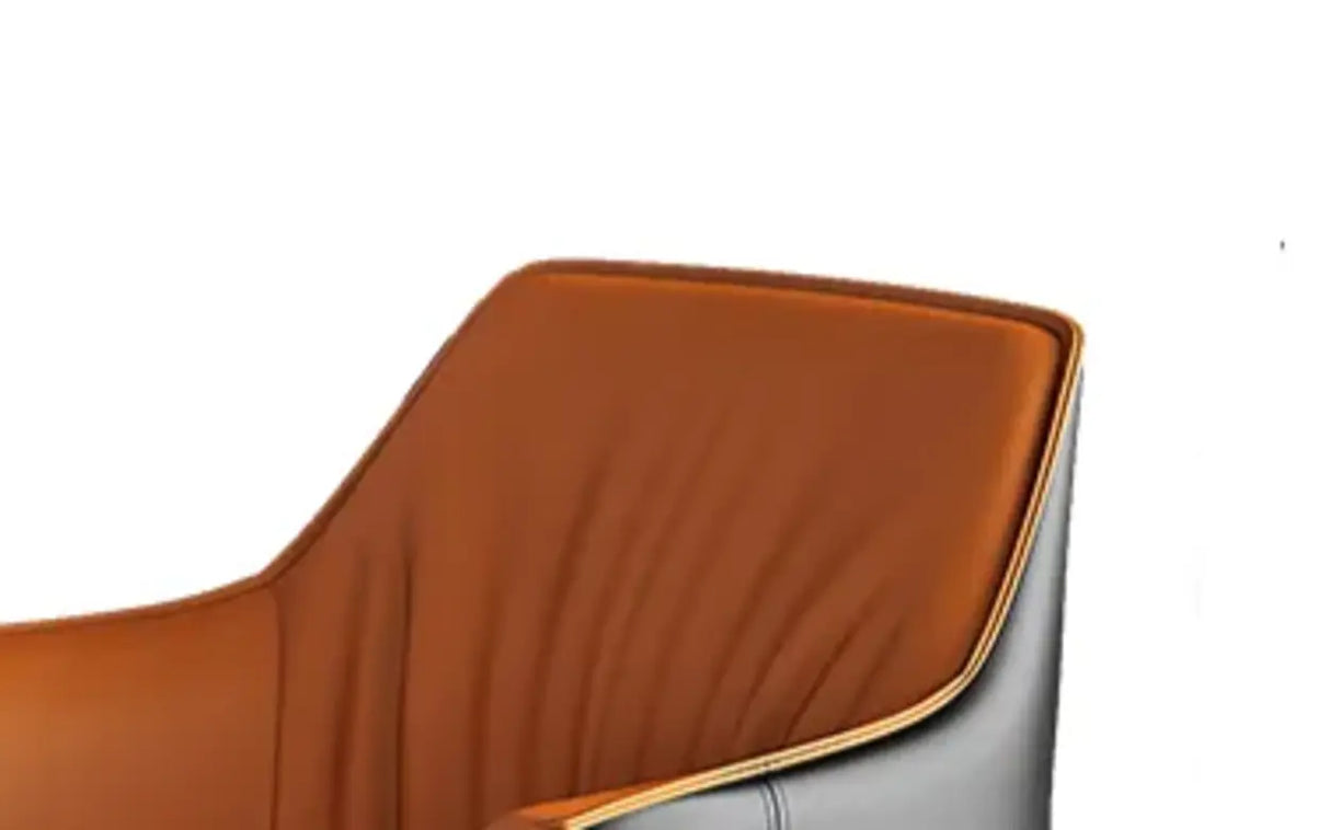 Modish Orange Upholstered Arm Dining Chair with Solid Back Image - 10