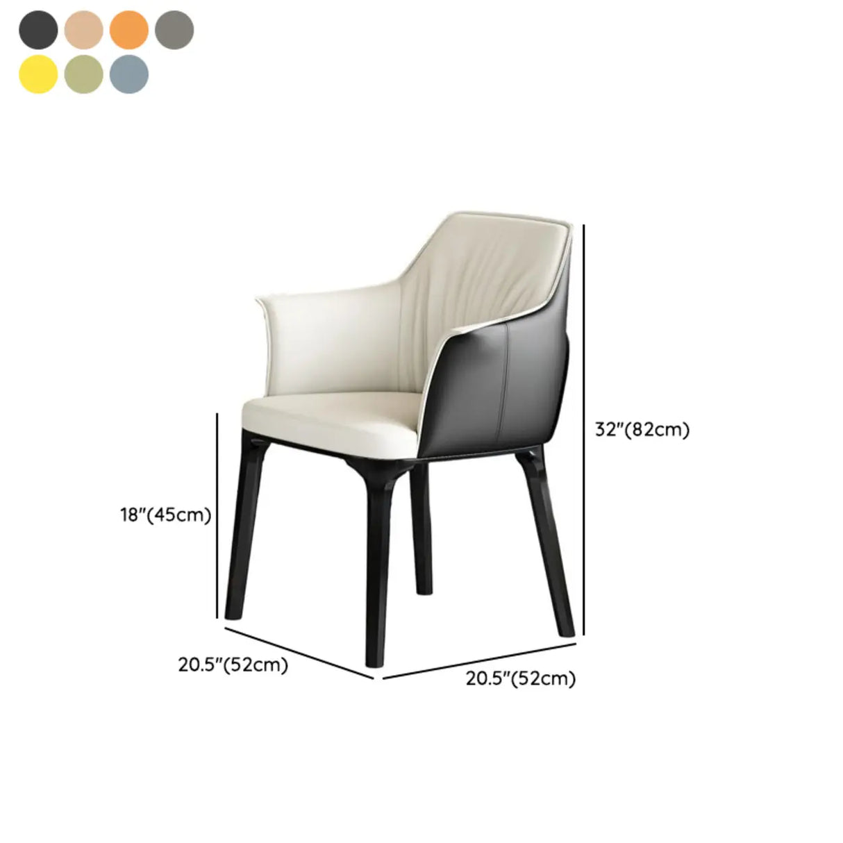 Modish Orange Upholstered Arm Dining Chair with Solid Back