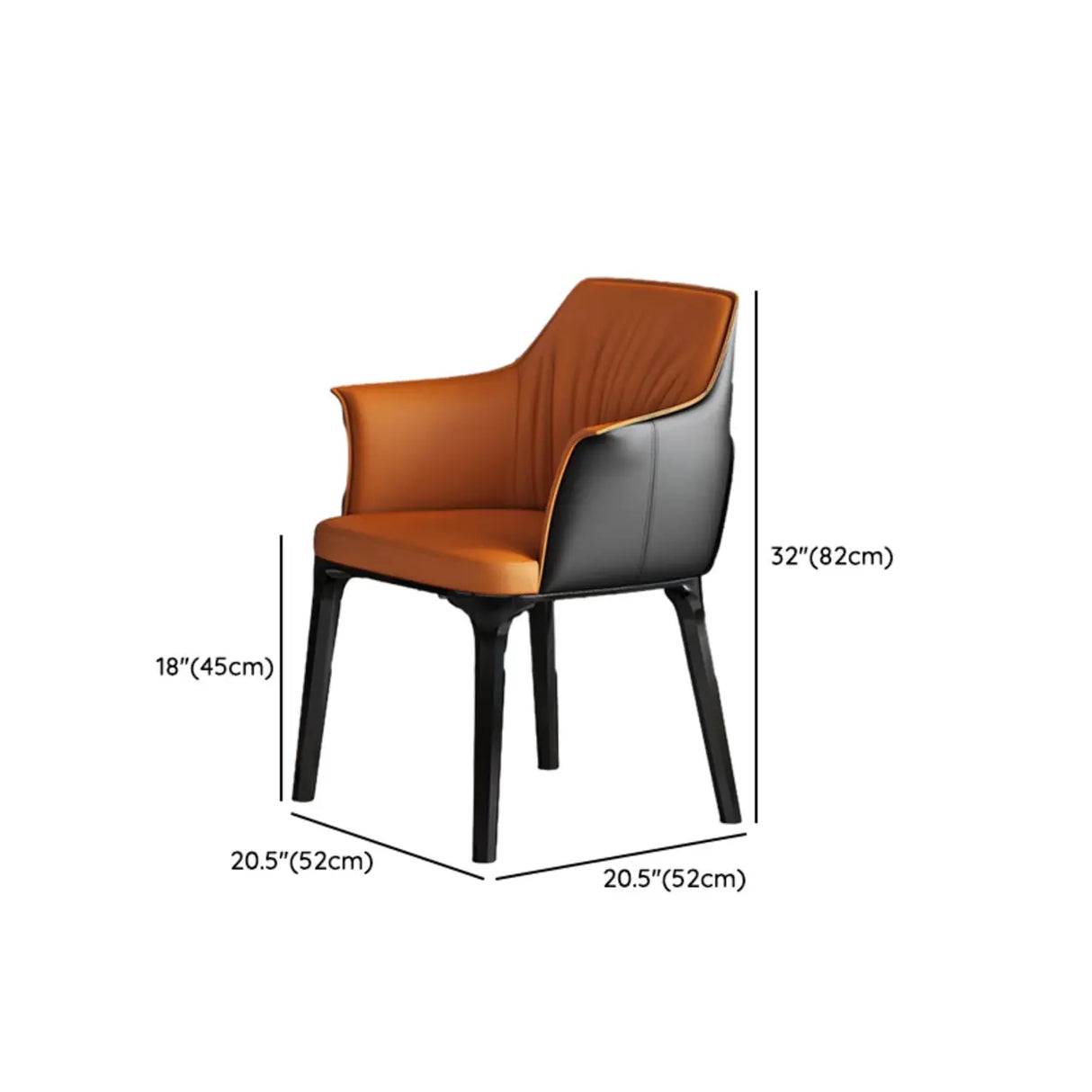 Modish Orange Upholstered Arm Dining Chair with Solid Back Image - 17