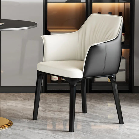 Modish Orange Upholstered Arm Dining Chair with Solid Back Image - 2