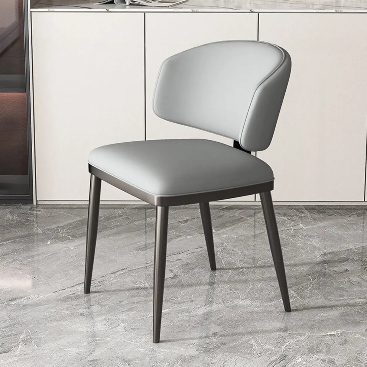 Modish Padded Upholstery Armless Low Back Dining Chair Image - 16