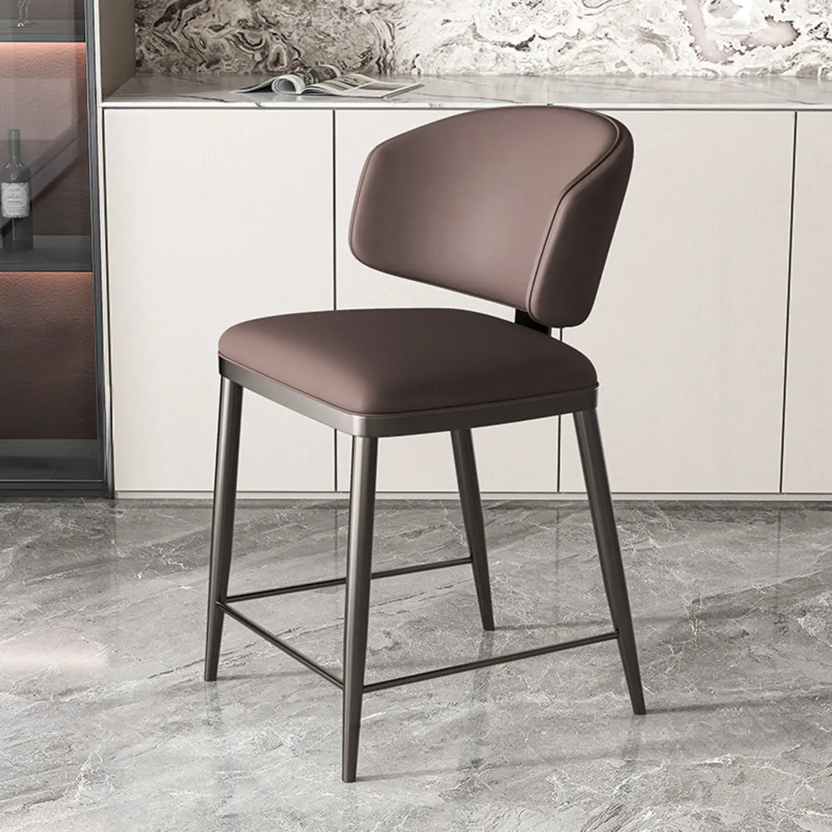 Modish Padded Upholstery Armless Low Back Dining Chair Image - 24