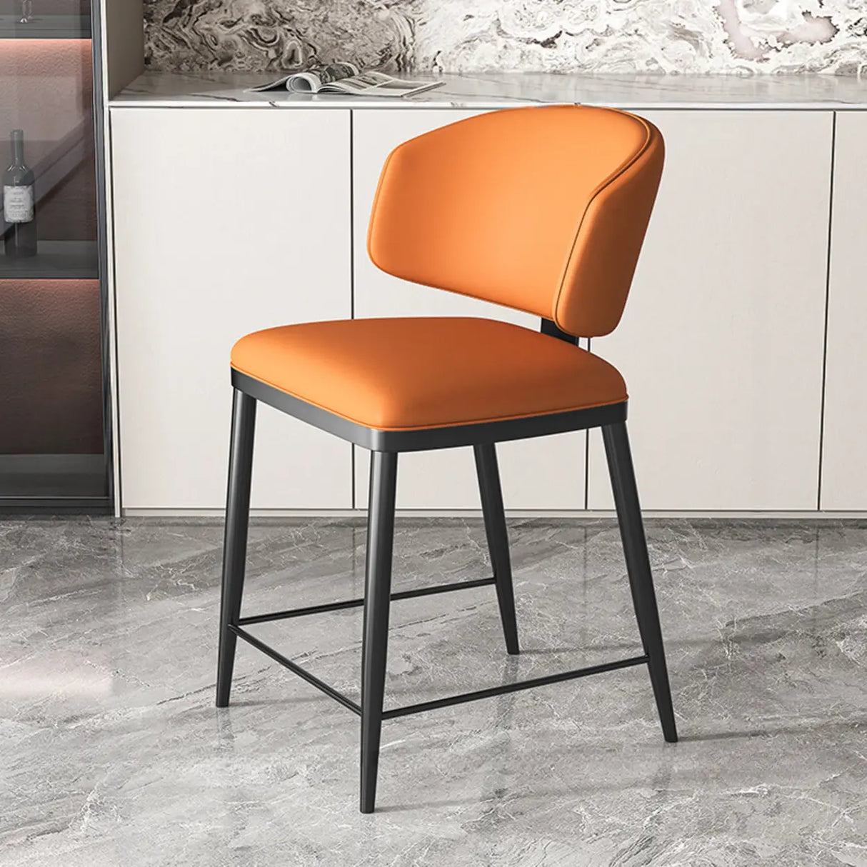 Modish Padded Upholstery Armless Low Back Dining Chair Image - 27