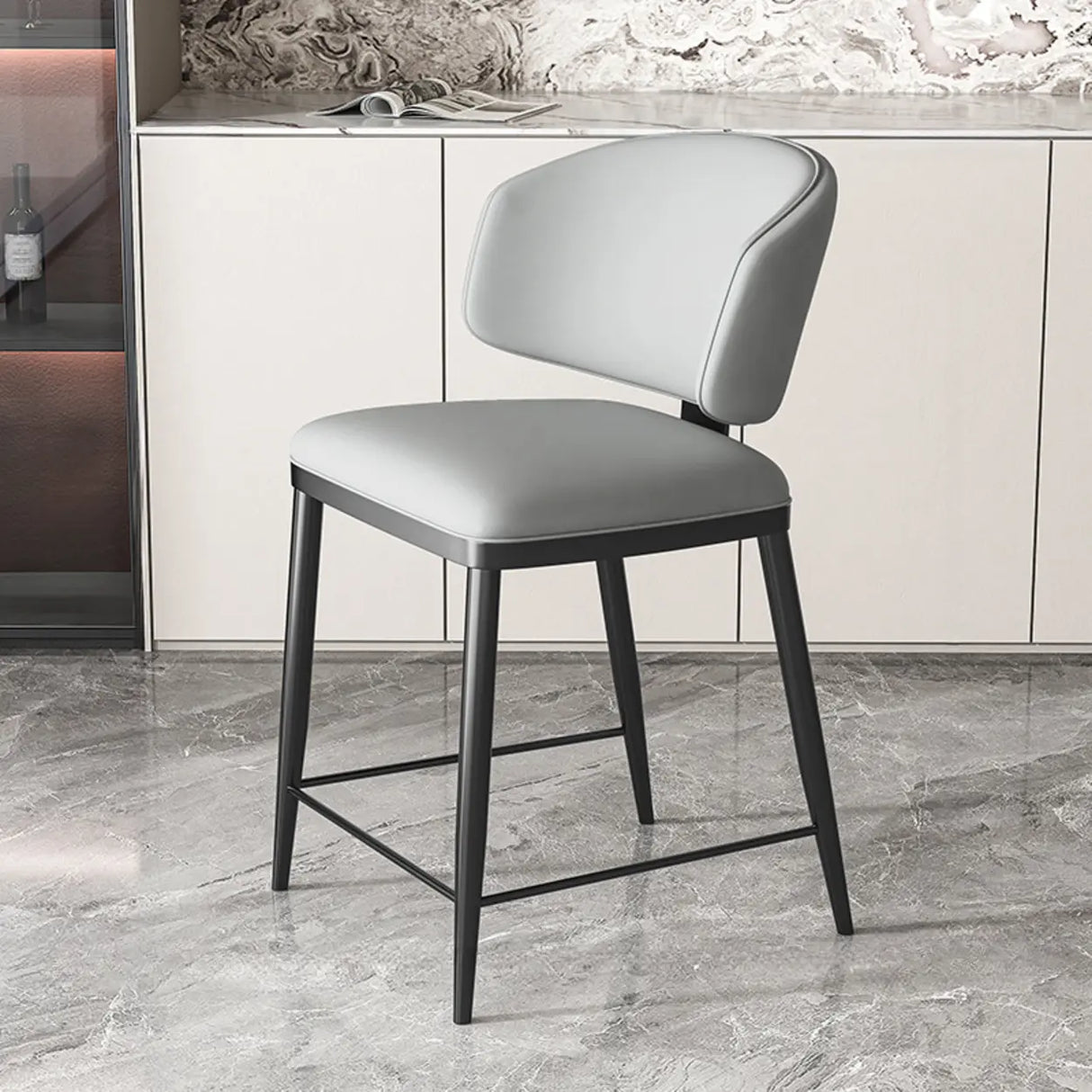 Modish Padded Upholstery Armless Low Back Dining Chair Image - 28