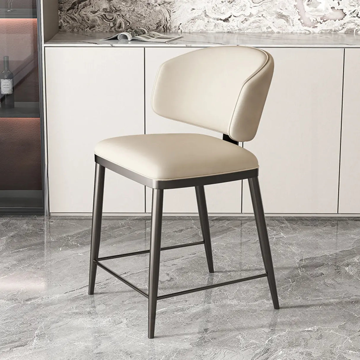 Modish Padded Upholstery Armless Low Back Dining Chair Image - 31