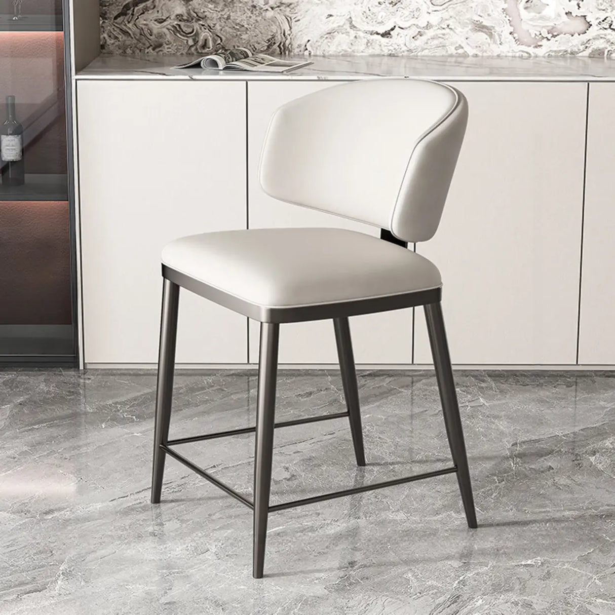 Modish Padded Upholstery Armless Low Back Dining Chair Image - 32