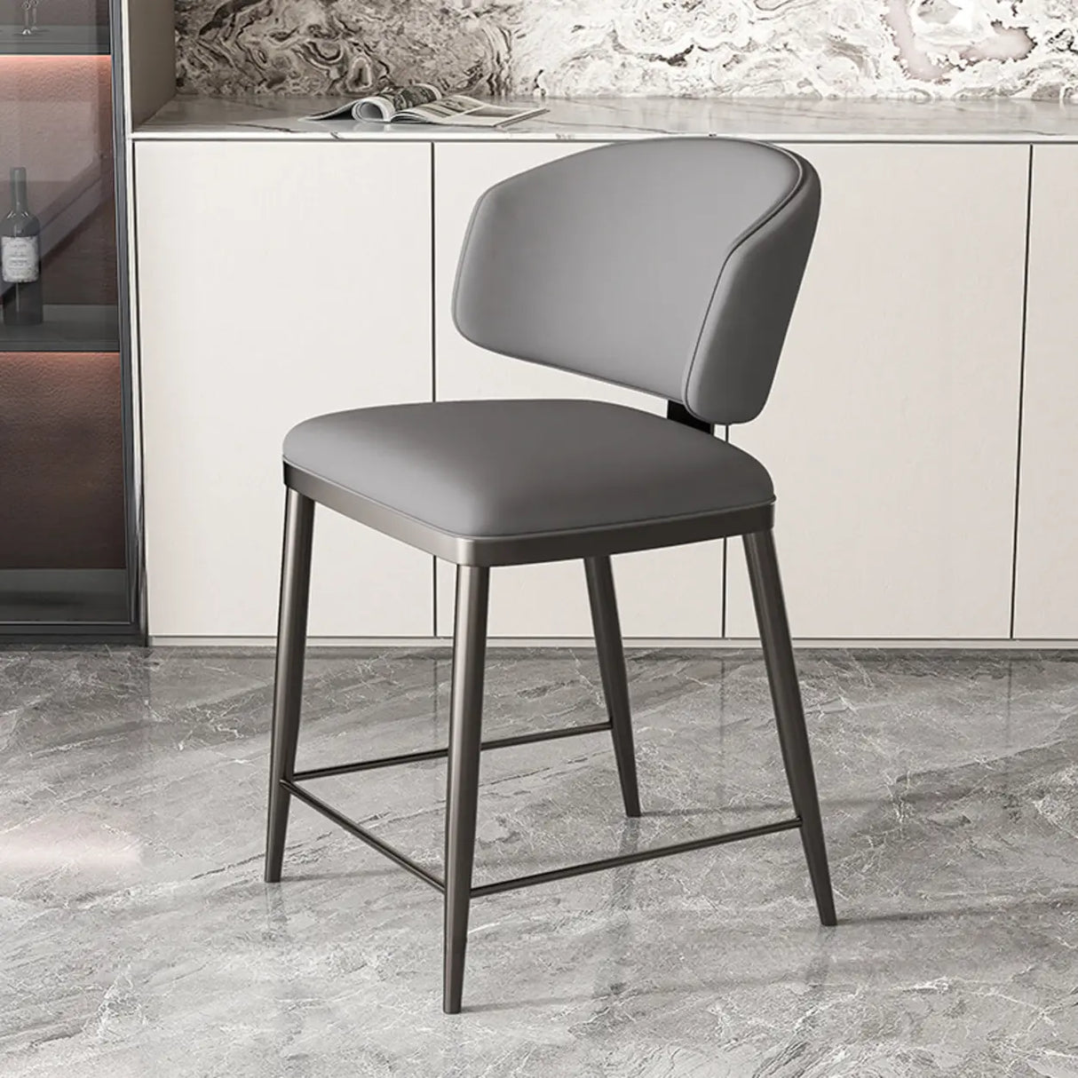 Modish Padded Upholstery Armless Low Back Dining Chair Image - 33