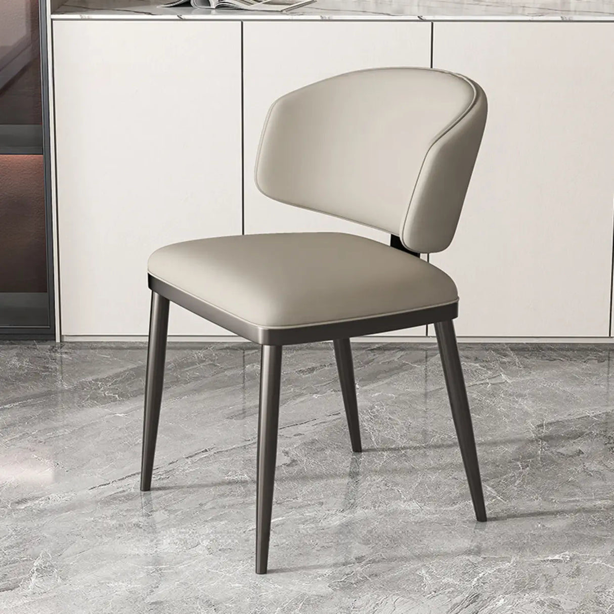 Modish Padded Upholstery Armless Low Back Dining Chair Image - 34