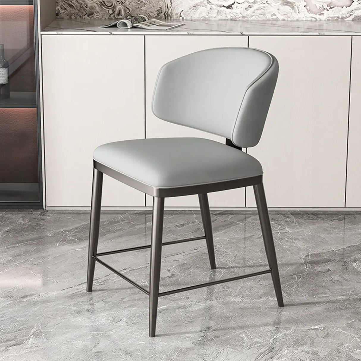 Modish Padded Upholstery Armless Low Back Dining Chair Image - 35