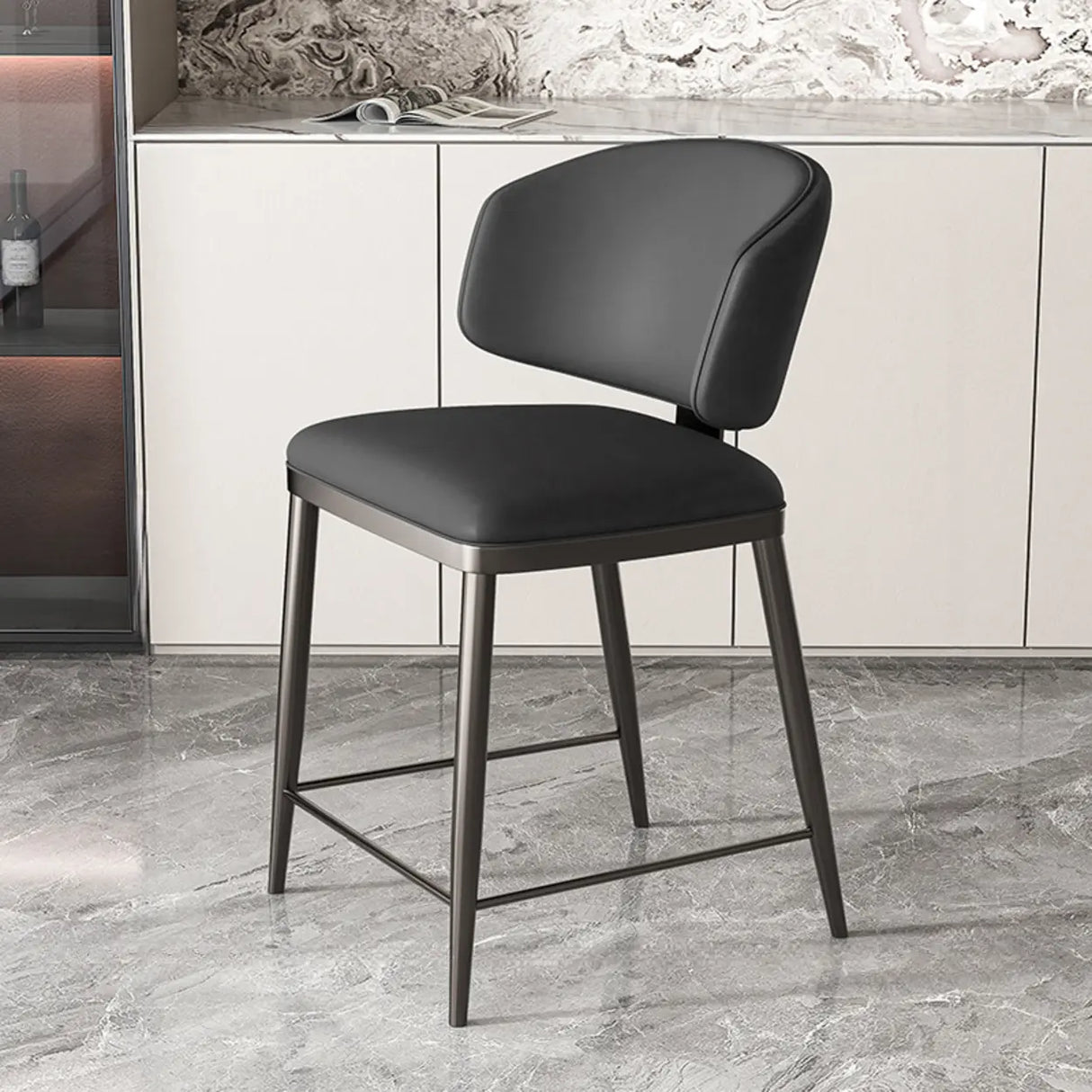 Modish Padded Upholstery Armless Low Back Dining Chair Image - 36