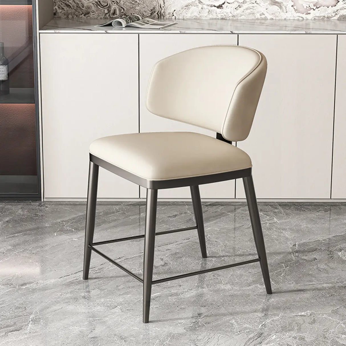 Modish Padded Upholstery Armless Low Back Dining Chair Image - 38