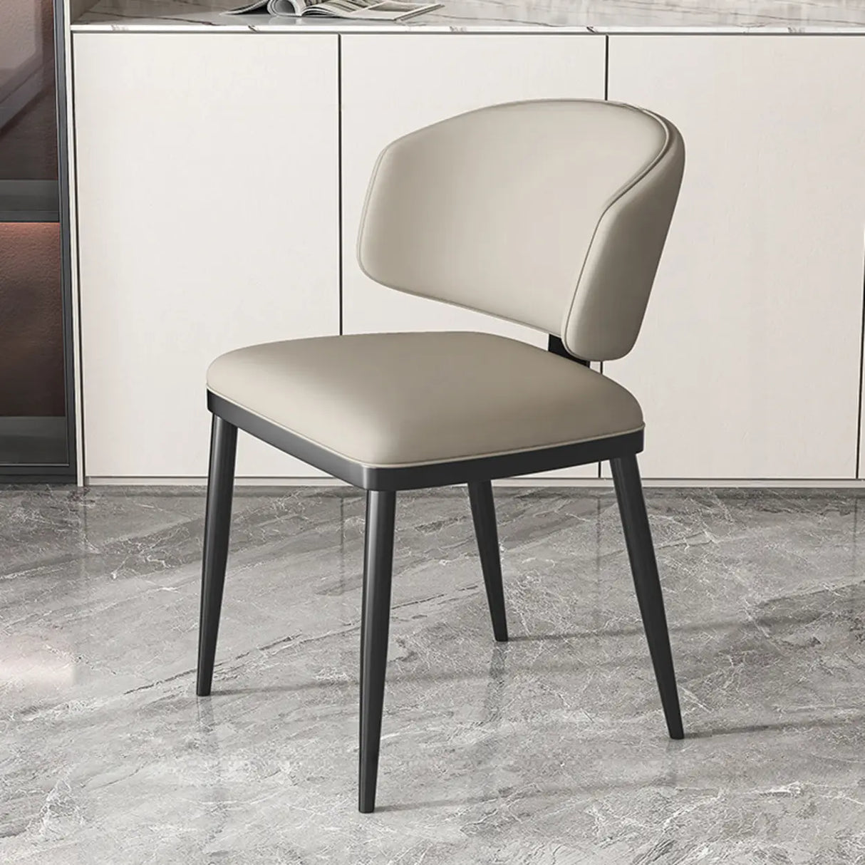 Modish Padded Upholstery Armless Low Back Dining Chair Image - 39