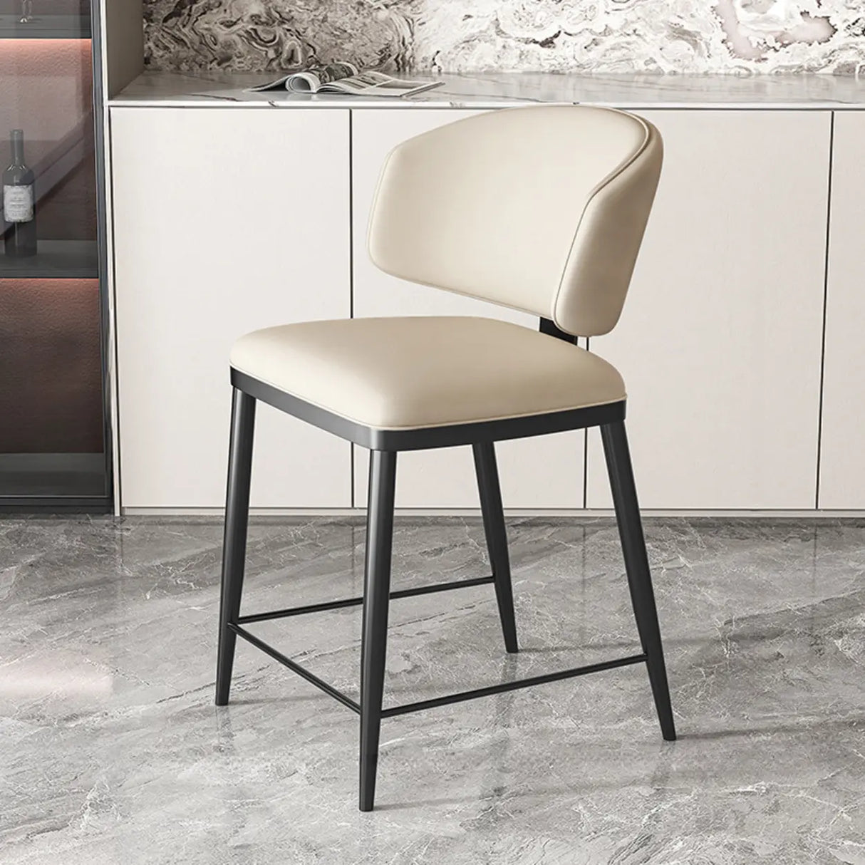 Modish Padded Upholstery Armless Low Back Dining Chair Image - 43