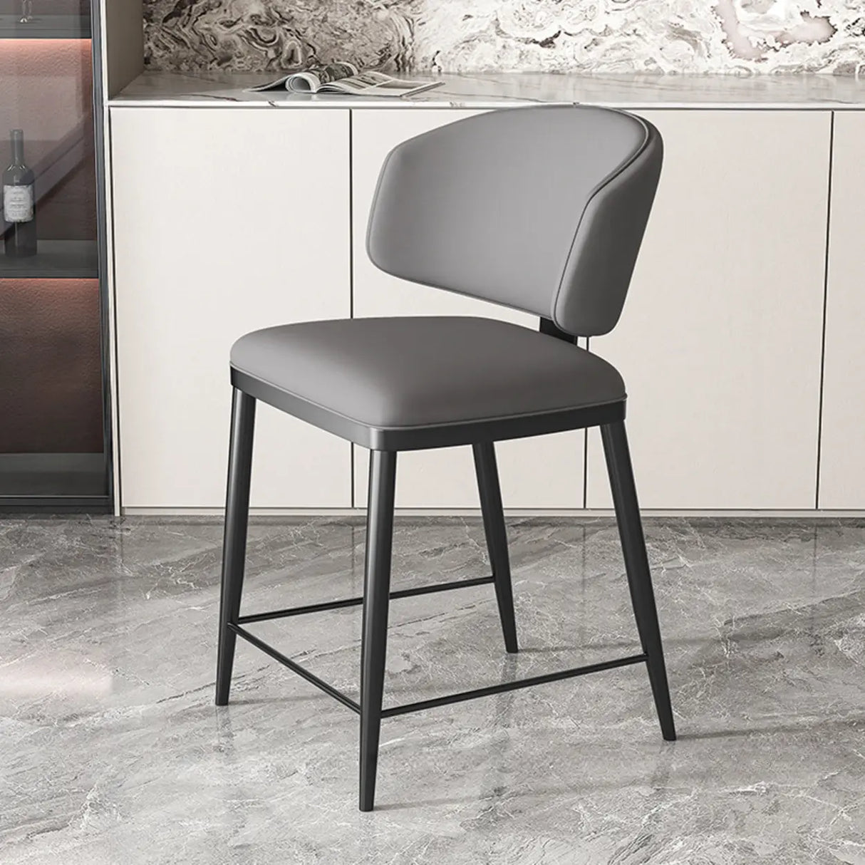 Modish Padded Upholstery Armless Low Back Dining Chair Image - 44