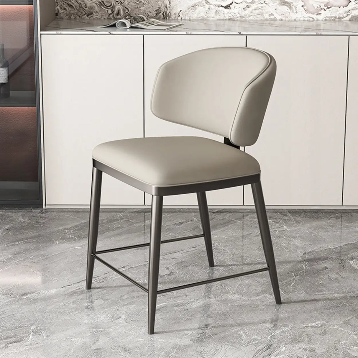 Modish Padded Upholstery Armless Low Back Dining Chair Image - 6