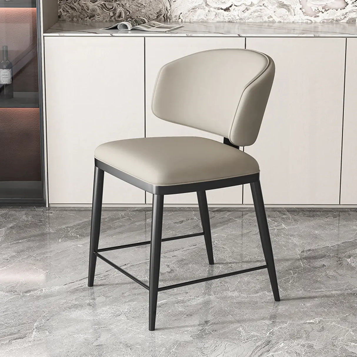 Modish Padded Upholstery Armless Low Back Dining Chair Image - 47