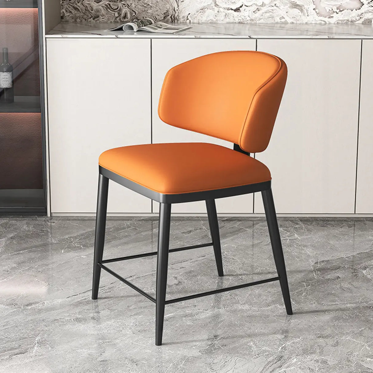 Modish Padded Upholstery Armless Low Back Dining Chair Image - 49